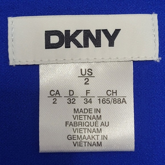 DKNY Womens Cobalt Royal Blue Ruched Side Ring Faux Wrap Sheath Dress Size 2 - Picture 6 of 10